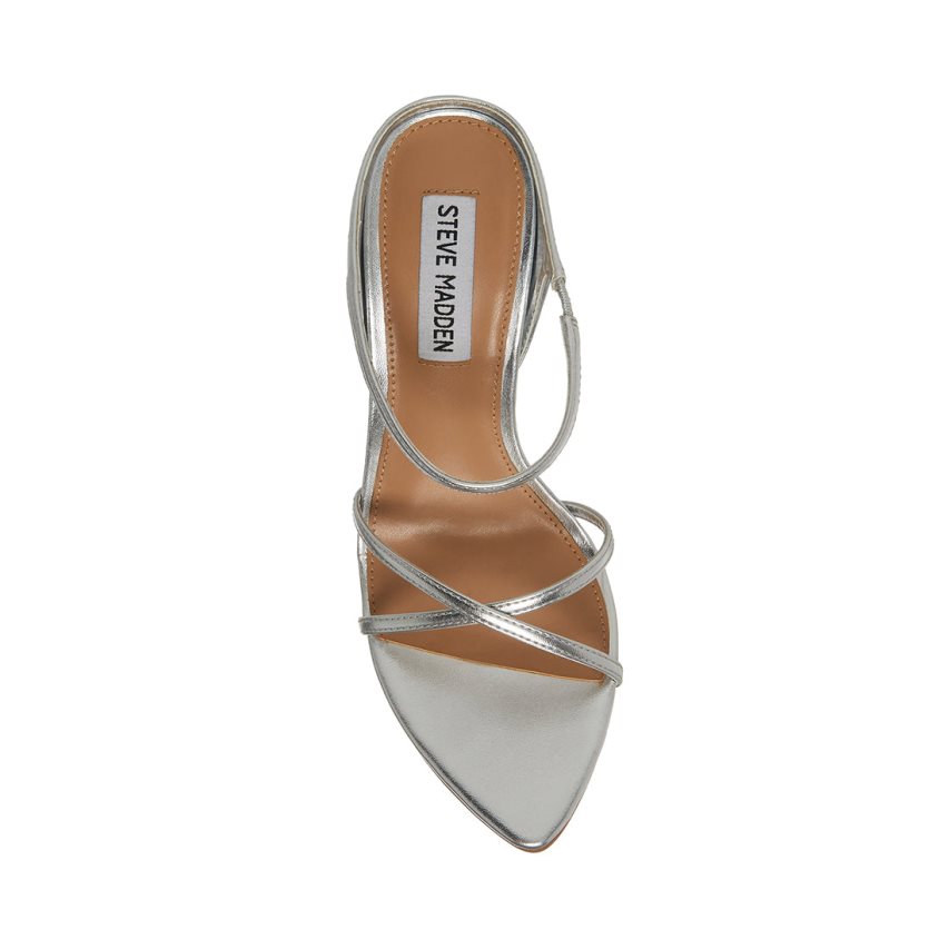 Sandalias Tacones Steve Madden Stunner Mujer Plateadas | ES MT1S92